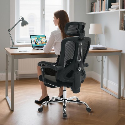 Ergonomic Mesh Office Chair, High-Back Computer Desk Chair with Footrest, Headrest & Lumbar Support, Rolling Task Chair for Home or Office