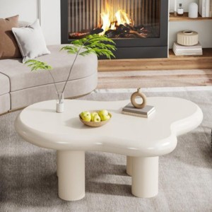Syemin End Tables Design Cloud Coffee Table, Cute Cream Coffee Table, Modern Carton Center Table, Cute Sofa End Table, White, 46.46"*32.28"*15.75" - 1 of 4