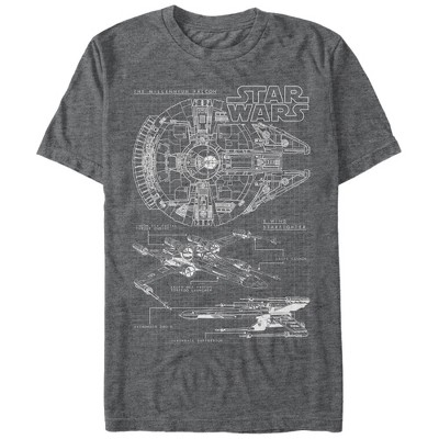 Men's Star Wars Millennium Falcon X-wing T-shirt - Charcoal Heather ...