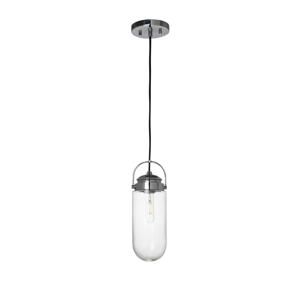 Robert Stevenson Lighting Shiloh Metal and Glass Ceiling Light Chrome: ETL Listed, Modern Pendant Fixture