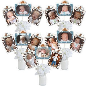 My First Rodeo - Little Cowboy 1st Birthday Party Picture Centerpiece Sticks - Photo Table Toppers - 15 Pieces - 1 of 4