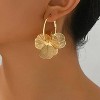 Gold Flower Earrings for Women Boho Floral Hoop Dangle Petal Earring Prom Wedding Jewelry Gifts - 3 of 4