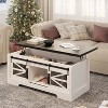 Farmhouse Lift Top Coffee Table, Multifunction Coffee Table with Sliding Barn Door - 3 of 4