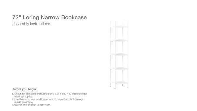72&#34; Loring Narrow Bookcase White - Threshold&#8482;, 2 of 6, play video