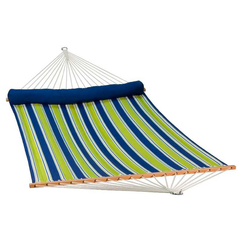 Algoma 13' Reversible Quilted Hammock with Matching Pillow - Aarondace Ocean Stripe, 1 of 5