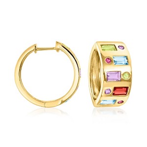 Ross-Simons 5.28 ct. t.w. Multi-Gemstone Hoop Earrings in 18kt Gold Over Sterling - 1 of 3