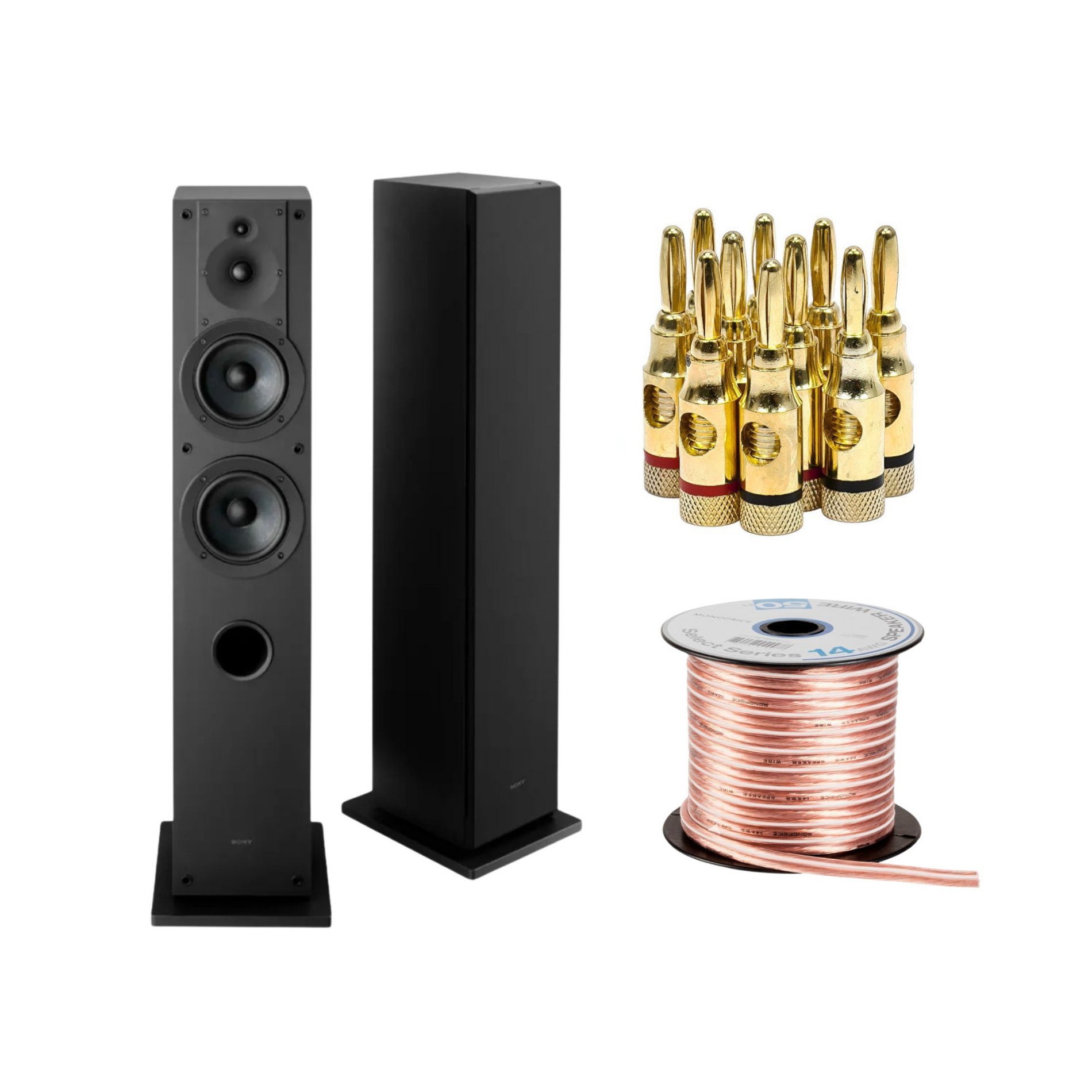 Sony SS-CS3M2 3-Way Floorstanding Single Speaker System (Black) Bundle