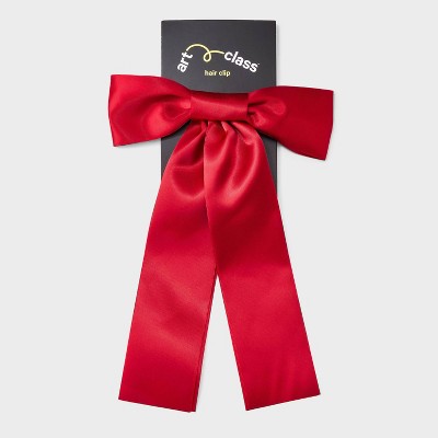 Girls' Satin Bow Barrette - art class Red - image 2