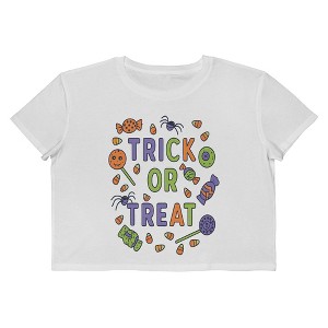 Rerun Island Women Trick Or Treat Colors Short Sleeve Graphic Cotton Cropped Loose T-shirt - 1 of 4