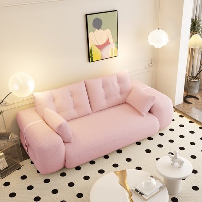 Lycvki 78.7" Multi-Functional Foldable Sofa Bed 3-in-1,Teddy Fabric Foam-Filled