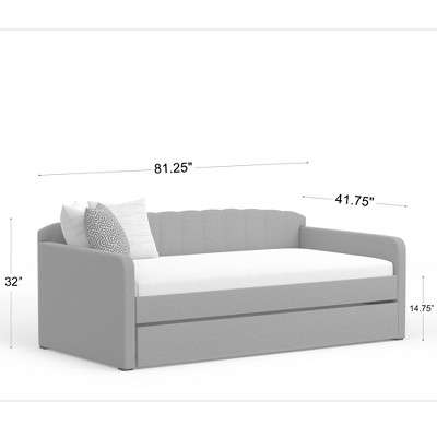 Gray Twin Upholstered Daybed with Tufted Back and Trundle