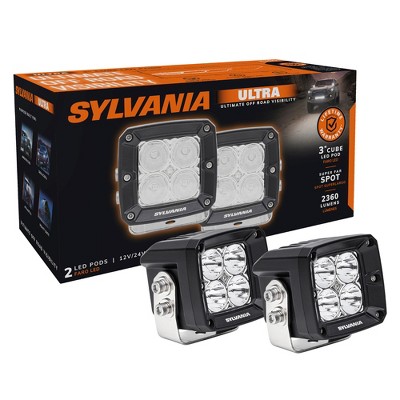SYLVANIA - Ultra 3 Inch Cube LED Light Pod - Lifetime Limited Warranty - Spot Light 2360 Raw Lumens, Truck, Car, Boat, ATV, UTV, SUV, 4x4 (2 PC)
