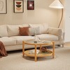 PAGED Round Coffee Table with Storage, Modern Living Room Table with Tempered Glass Top and Wooden MDF Frame, Center Table for Living Room - 3 of 4