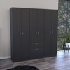 SEVOBAL Armoires Six Door Armoire with Multiple Shelves Drawers and Hanging Rods for Bedroom and Closet Storage , Black, 63.8"*18.6"*71.3" - 2 of 4