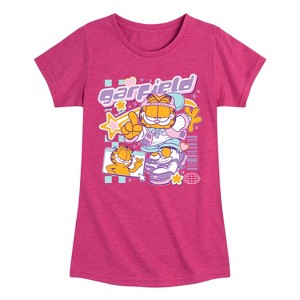 Girls' - Garfield - Kawaii Y2K Fitted Short Sleeve Graphic T-Shirt - 1 of 4