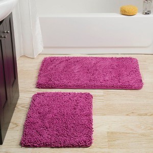 2-Piece Memory Foam Bathroom Set with Chenille Shag Top and Non-Slip Base by Lavish Home - 1 of 4