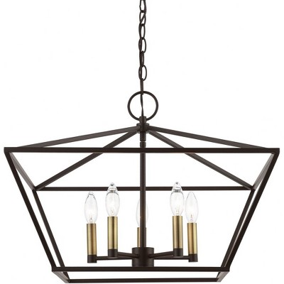 Devone 22" Bronze and Antique Brass 5-Light Chandelier