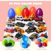 Joyfy 18 Pcs Jumbo Easter Eggs Filled with Die-cast Vehicles, City Cars and Trucks Toys for Kids Basket Stuffers Party Favors and Easter Games - 2 of 4