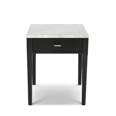 The Bianco Collection Alto 18" Square Italian Carrara White Marble Side Table