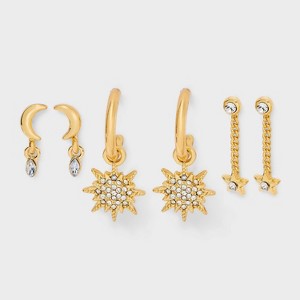 SUGARFIX by BaubleBar Starry Eyed Stud Earring Set 3pc - Gold - 1 of 3