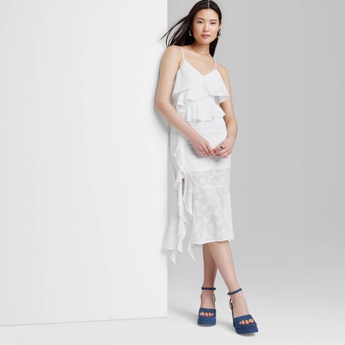 Women's Ruffle Midi Dress - Wild Fable™ White M : Target