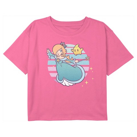Nintendo Girl's Nintendo Super Mario Bros Rosalina And Luma Crop T-Shirt - Light Pink - Medium