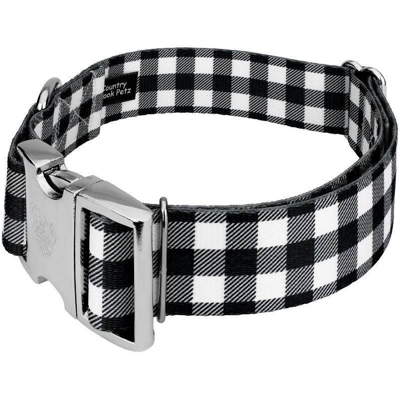 Country Brook Petz 1 1/2 Inch Premium Black & White Buffalo Plaid Dog Collar, 3 of 6