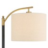 360 Lighting Rayna Mid Century Modern Downbridge Floor Lamp 61 1/2" Tall Black Gold Metal Off White Linen Drum Shade for Living Room Reading Bedroom - 3 of 4