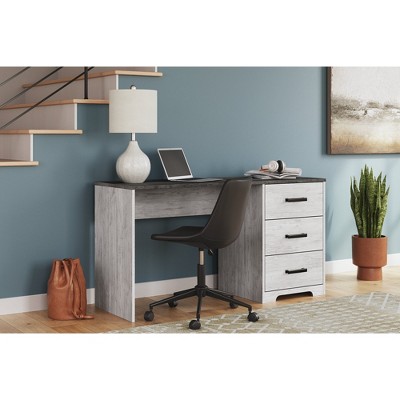 Gray and White Wood Home Office Desk with Drawers