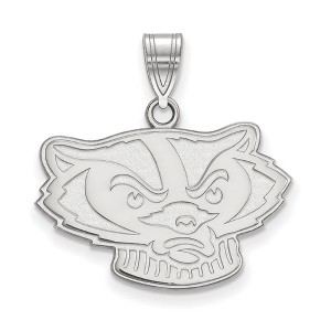 Black Bow Jewelry 14k White Gold Wisconsin Badgers NCAA Medium Pendant - 1 of 2