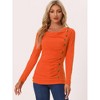 Allegra K Women's Cowl Neck Long Sleeves Buttons Decor Solid Ruched Top - 3 of 4