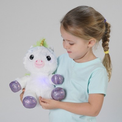 White and Green Light-Up Musical Unicorn Plush Toy