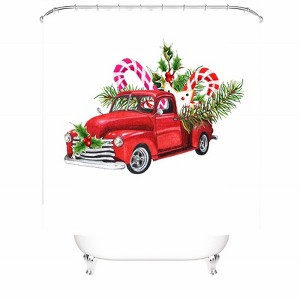 Red Christmas Truck Shower Curtains for Bathroom Waterproof Fabric Bath Curtain Durable Soft Stylish Bathroom Decor 72x72 Inch - 1 of 1