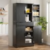 72" Kitchen Storage Cabinet with Fluted Doors, Keyboard Drawers & Adjustable Shelves for Pantry or Entryway-Cuddlewood - 2 of 4