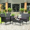 Tangkula 4PCS Rattan Furniture Set Cushioned Sofa Coffee Table Backyard Porch Patio Grey - 2 of 4