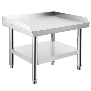 Equipment Grill Stand Table|Stainless Steel -1000 lbs Top Shelf, 220 lbs Bottom Shelf|Adjustable Legs with 2"Edge Baffle|Ideal for Kitchens - 1 of 4