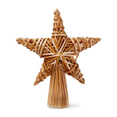 TAG Natural Straw Star Tree Topper for Holiday Decor - 9" L x 3" W x 12" H - Perfect for Christmas Tree Decoration