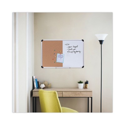 36" x 24" Magnetic White and Cork Combo Board with Aluminum Frame