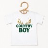 Country Boy Antlers Puff Print - Toddler Short Sleeve Graphic T-Shirt - 3 of 4