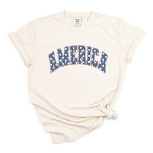 Simply Sage Market Women's Retro America Stars Short Sleeve Garment Dyed Tee - 1 of 4