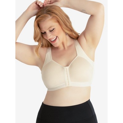 Leading Lady The Lora - Back Smoothing Lace Front-closure Bra In Black,  Size: 38d : Target