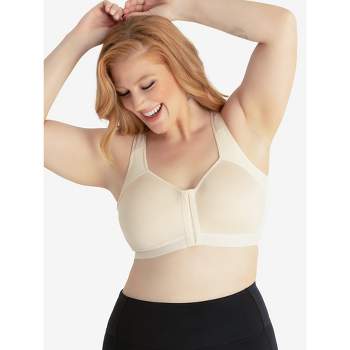 Leading Lady The Nora - Shimmer Support Back Lace Front-closure Bra In  Whisper Nude, Size: 46a : Target
