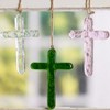 Transpac Glass Green Cross w/Hanger Home Decorations Spring - 2 of 2