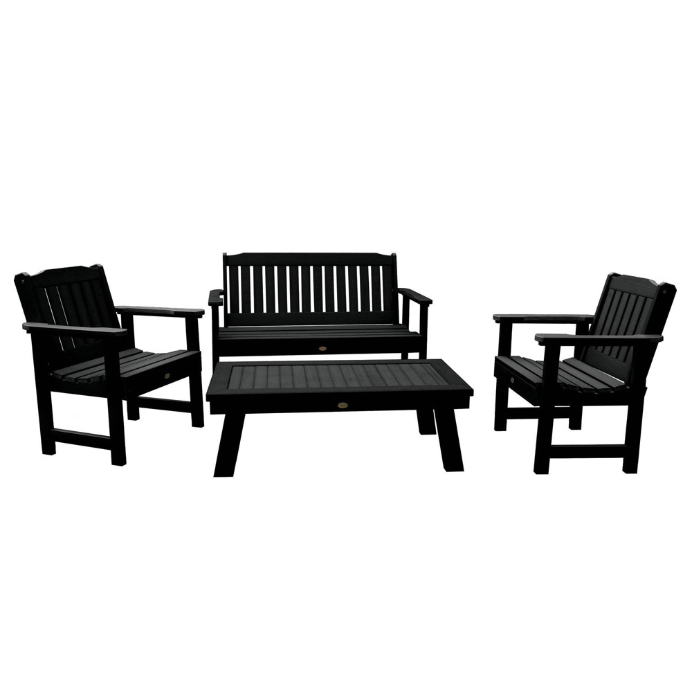 Photos - Garden Furniture 4pc Lehigh Garden Adirondack Conversation Patio Set Black - highwood