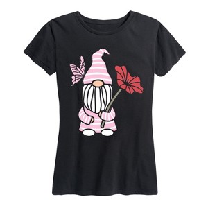 Women's - Instant Message - Gnome with Poppies Short Sleeve Graphic T-Shirt - 1 of 4