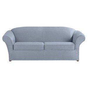 Ultimate Stretch Suede 3pc Sofa Slipcover Pacific Blue - Sure Fit