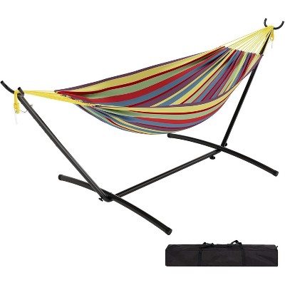 Double Hammock With Spreader Bar And Steel Bracket , Suitable For Camping, Backyard And Garden