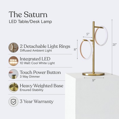 21" Gold LED Touch Table Lamp with 3-Way Switch