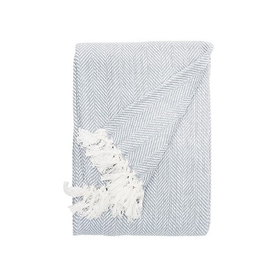 EY Essentials Torin Fog 50" x 70" Fringe Throw Blanket