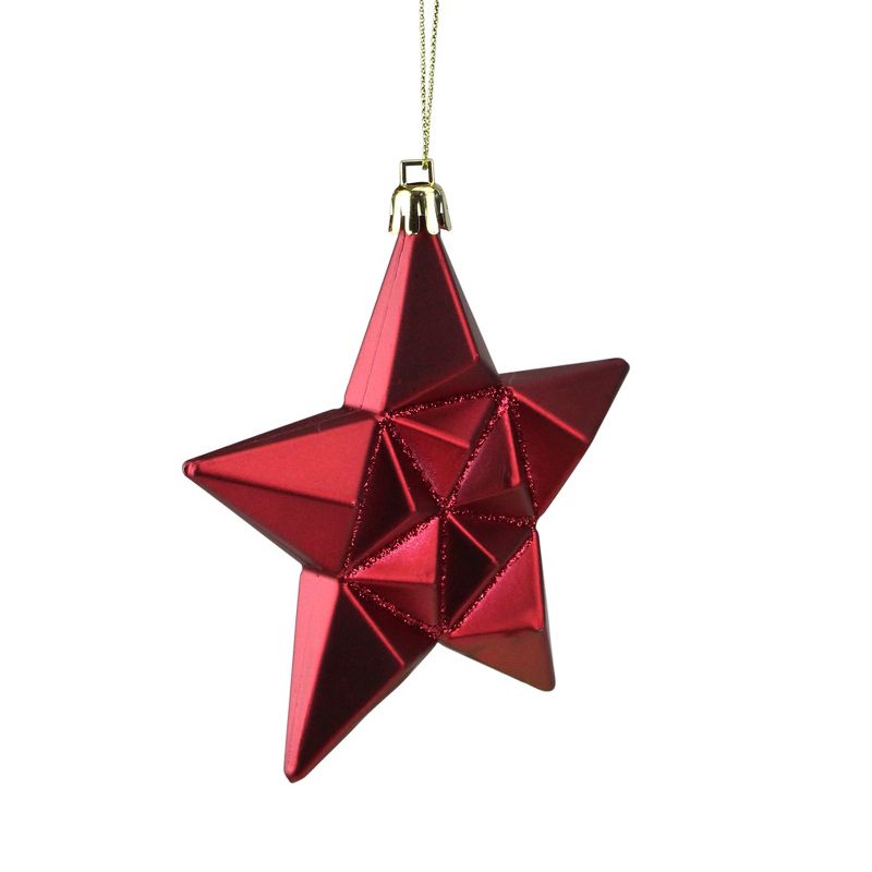 Northlight 12ct Red and Gold Star Glittered Shatterproof Matte Christmas Ornaments 5", 2 of 4
